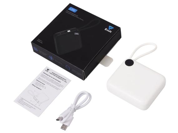 Внешний аккумулятор со встроенным кабелем «Liri», QC/PD, 10000 мАч