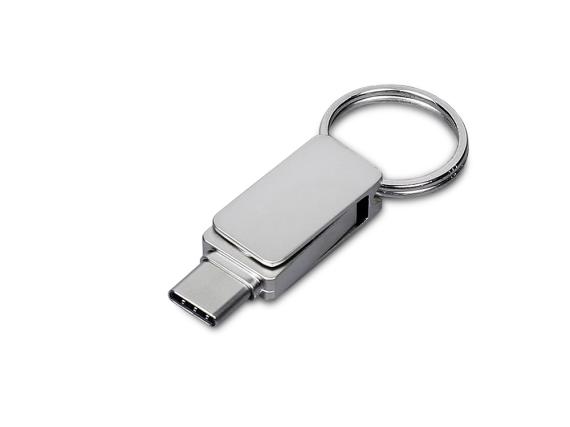 USB 2.0- флешка «Mercury» на 32 Гб с поворотным механизмом и дополнительным разъемом Type-C