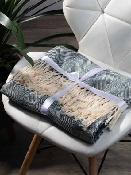 Плед «Сенеж», серо-синий