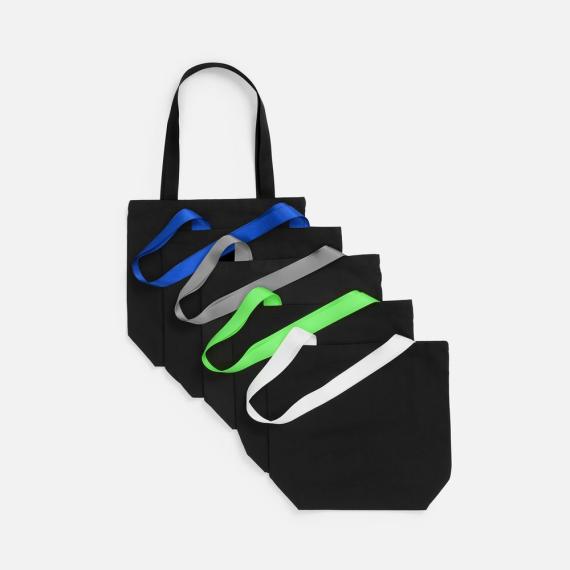 Шопер B5, черный с широкими желтыми ручками