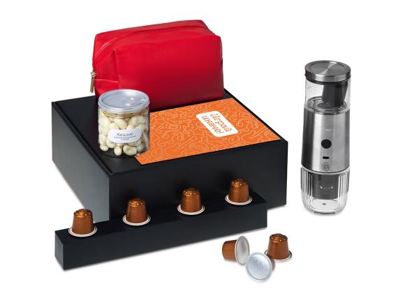 Подарочный набор «Re:y. Boost» с кофемашиной, капсулами и косметичкой