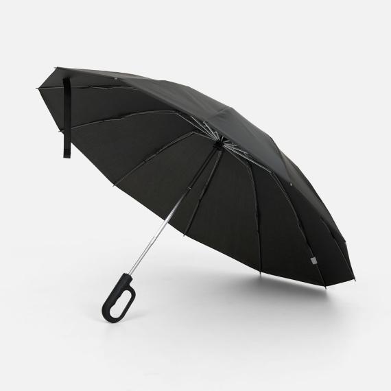 Зонт обратного сложения inLoop с ручкой-карабином, черный