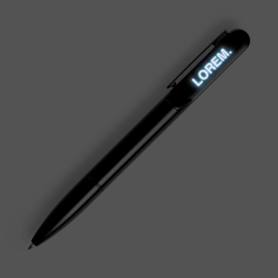 Ручка шариковая Lucenti с подсветкой логотипа, черная