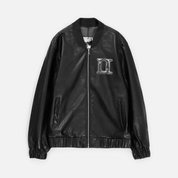 Бомбер из искусственной кожи Univer, черный, размер XL/XXL